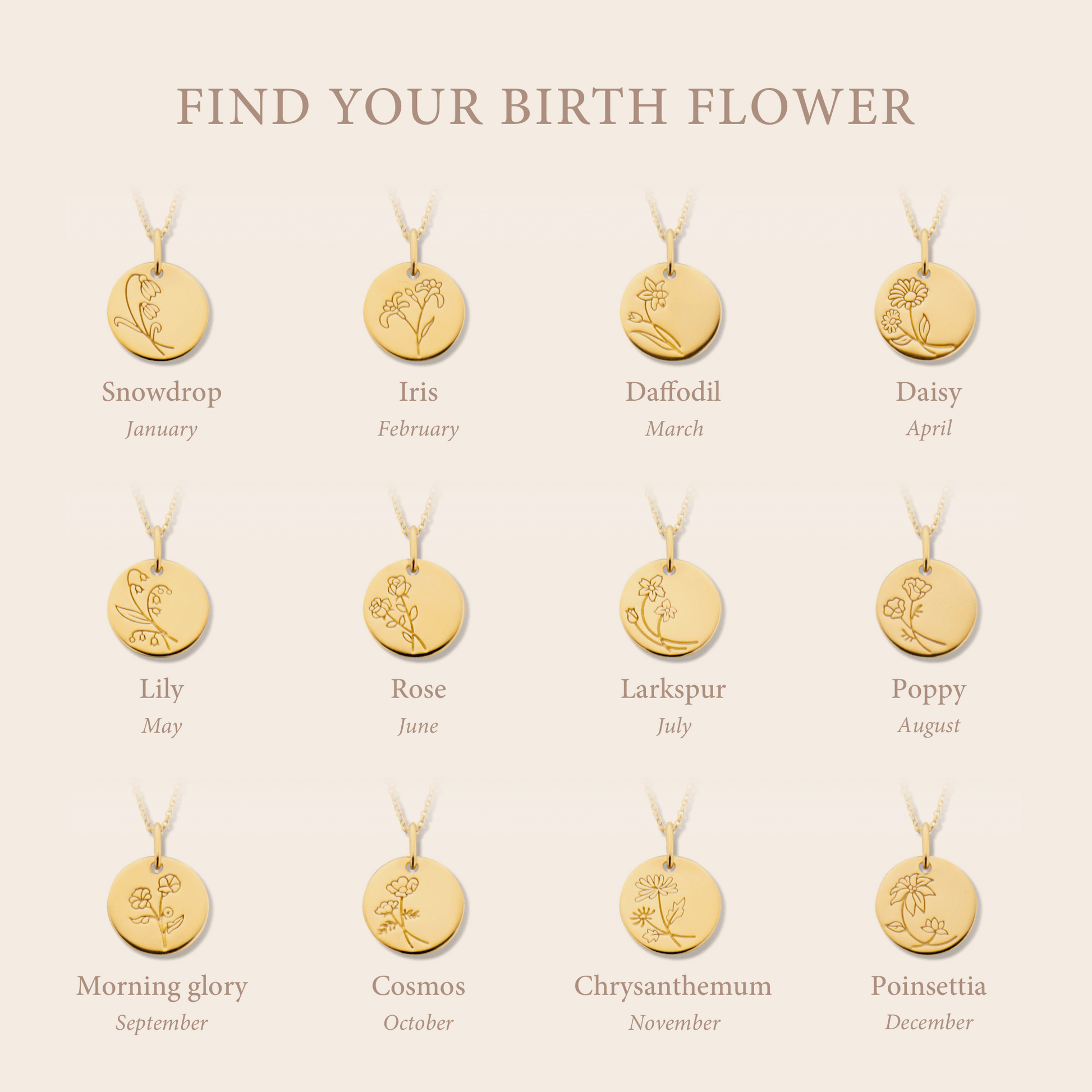Violet Hamden Venus 925 Sterling Silver Gold-coloured Necklace with Birthflower VH340025-FEB