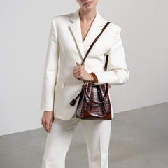 Isabel Bernard Femme Forte Minette Croco Brown Calfskin Leather Handbag IB21114-230