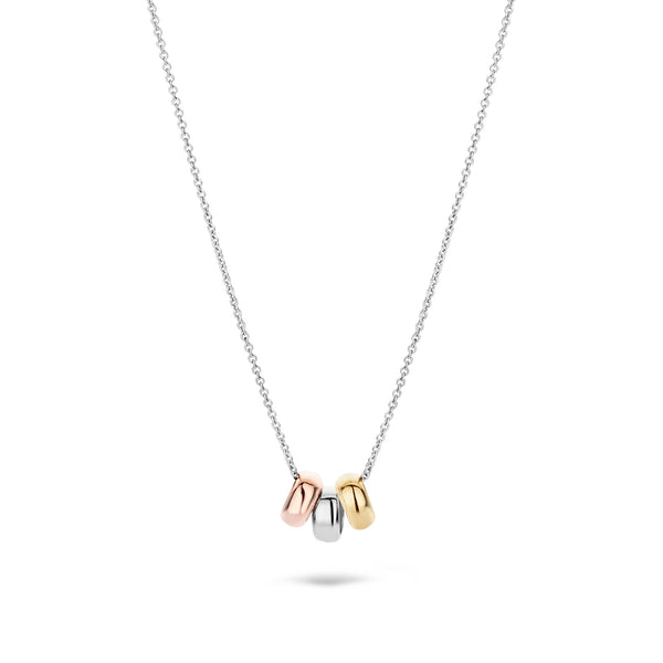 Ketting met ringetjes in 3 kleuren 14k goud