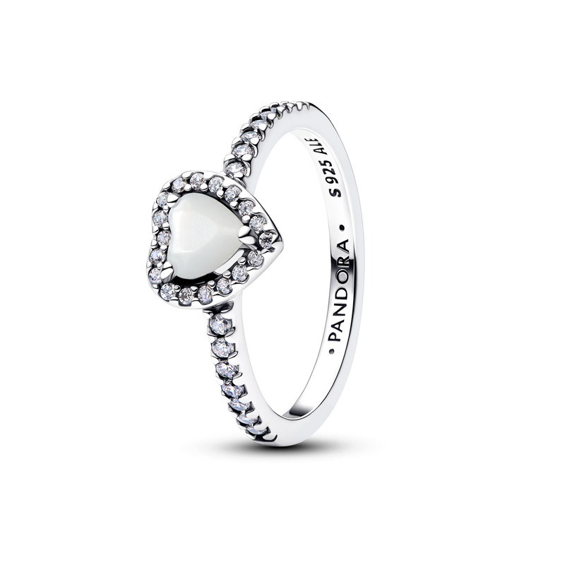 Pandora Timeless 925 Sterling Silver Elevated White Heart Ring 198421C11-50-zoom-