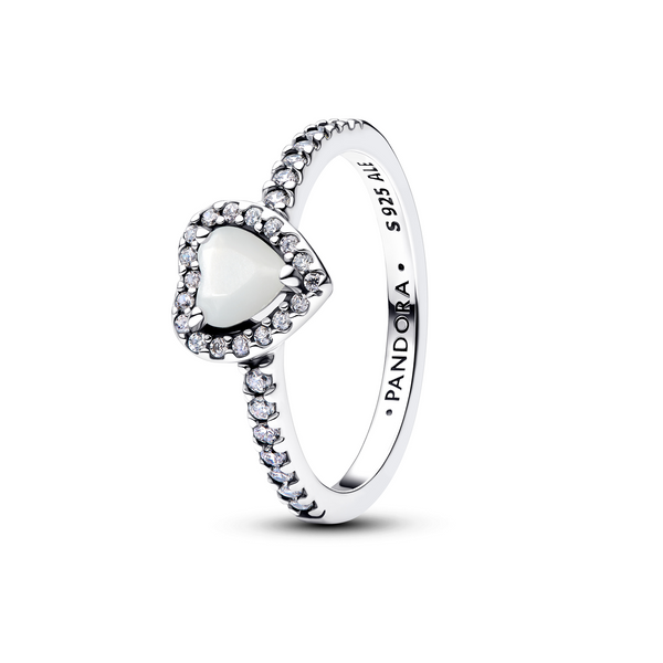 Pandora Timeless 925 Sterling Silver Elevated White Heart Ring 198421C11
