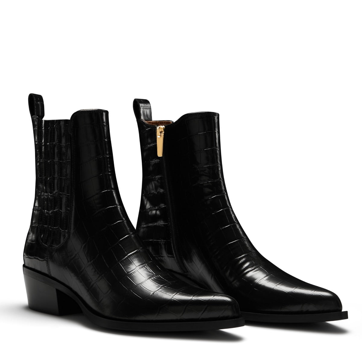 Isabel Bernard Vendôme Amandine croco black calfskin leather boots IB53010-201-36