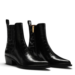 Isabel Bernard Vendôme Amandine croco black calfskin leather boots IB53010-201-36