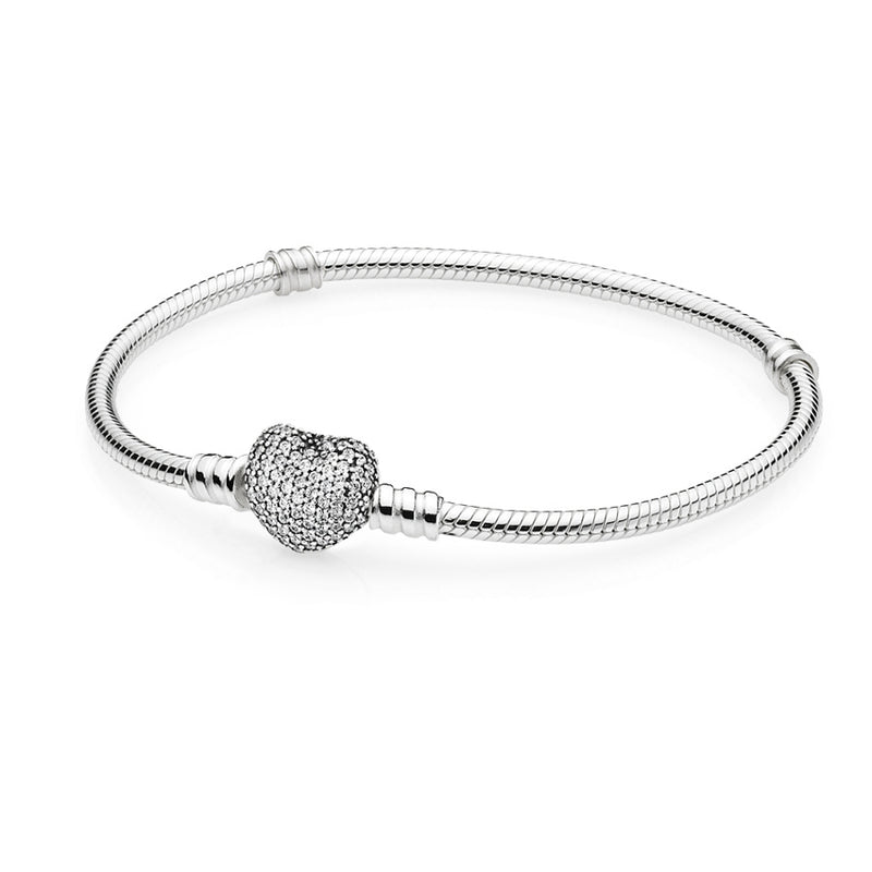 Pandora Silver Pave Heart Bracelet 590727CZ-16 (16.00 cm)-zoom-
