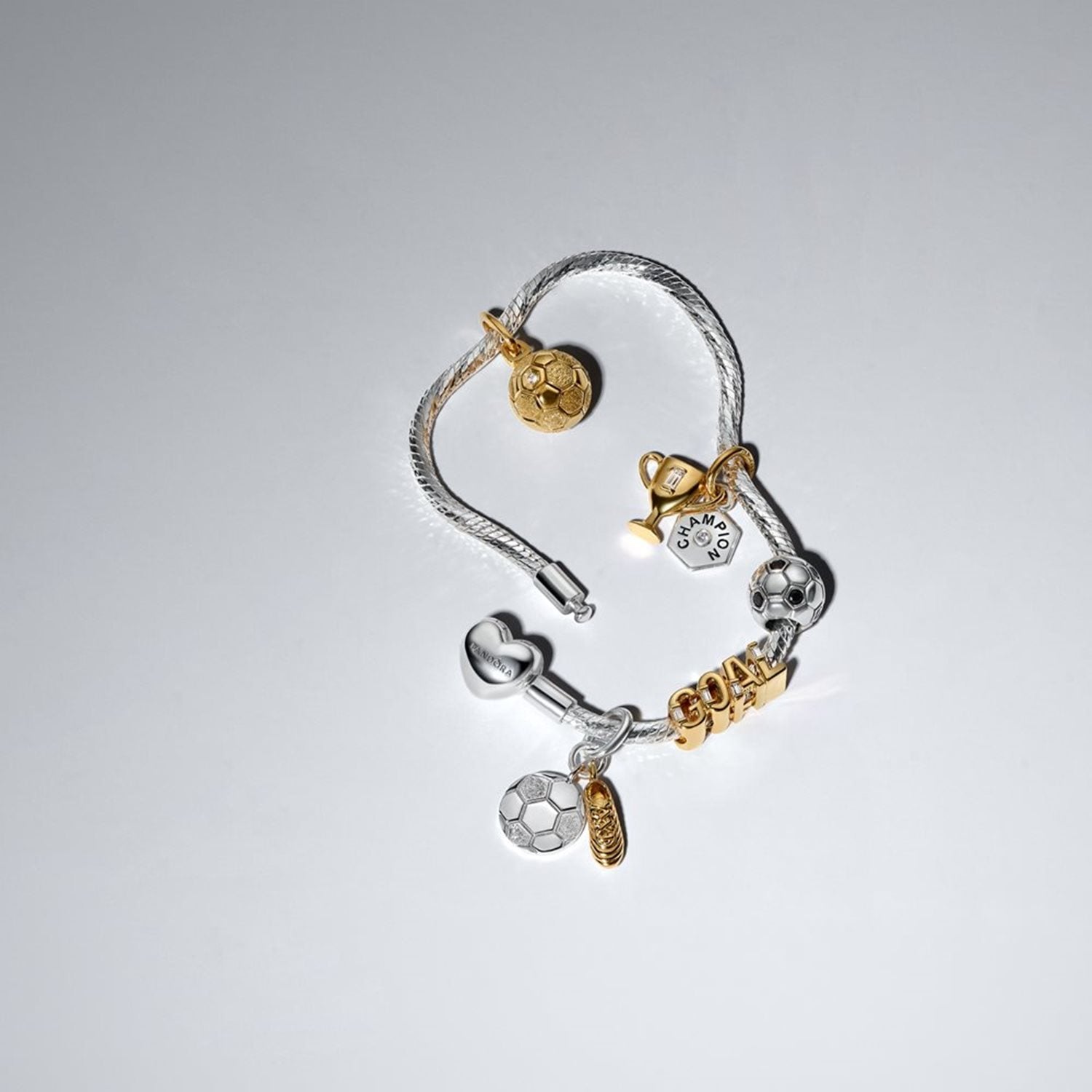 Pandora Moments Gold Plated Cubic Zirconia Goal Script Charm 764709C01