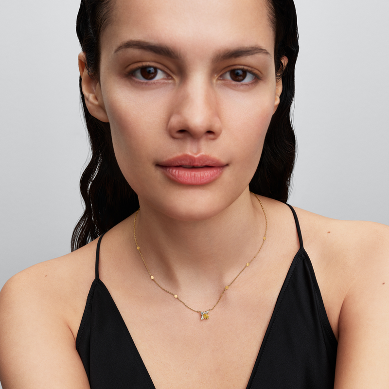 Pandora Timeless Gold Plated Zirconia Yellow Honey Bee Pendant Necklace 364560C01-45-zoom-