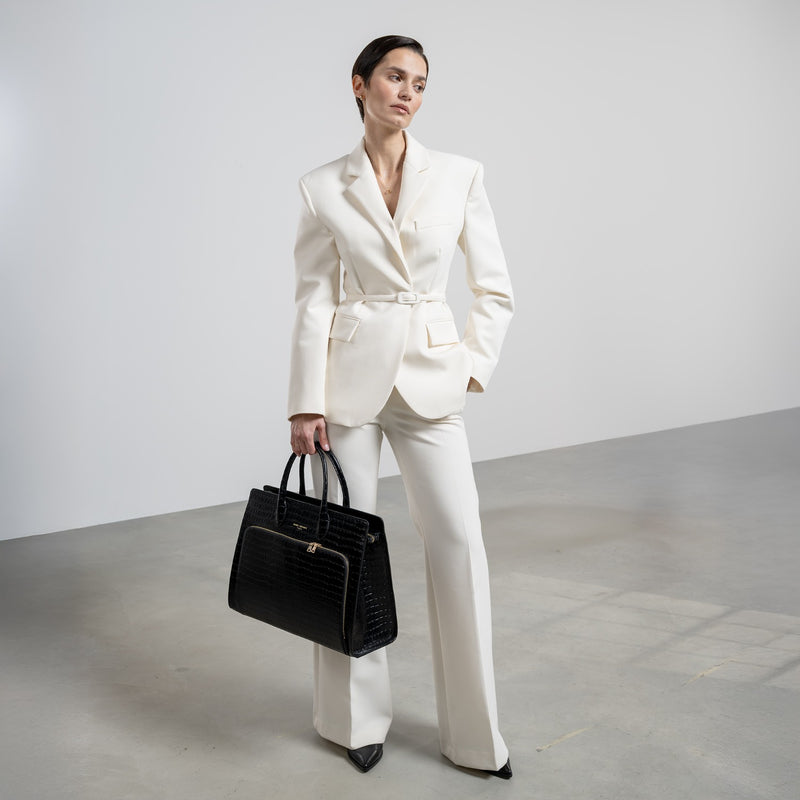 Isabel Bernard Honoré Nadine Zwarte Croco Handtas van Kalfsleer IB25033-zoom-