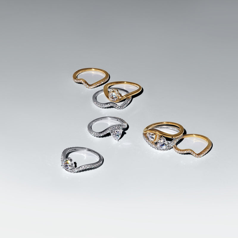 Pandora Wish and Wave Gold coloured Wave heart Ring 163660C01-54-zoom-