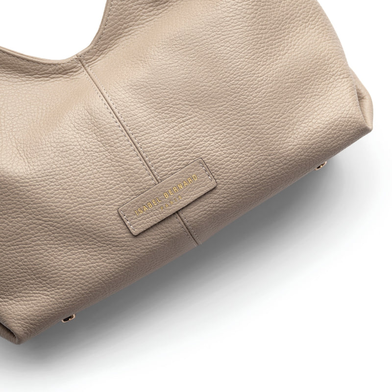 Isabel Bernard Honoré Grace mini taupe leren handtas van kalfsleer IB21132-078-zoom-