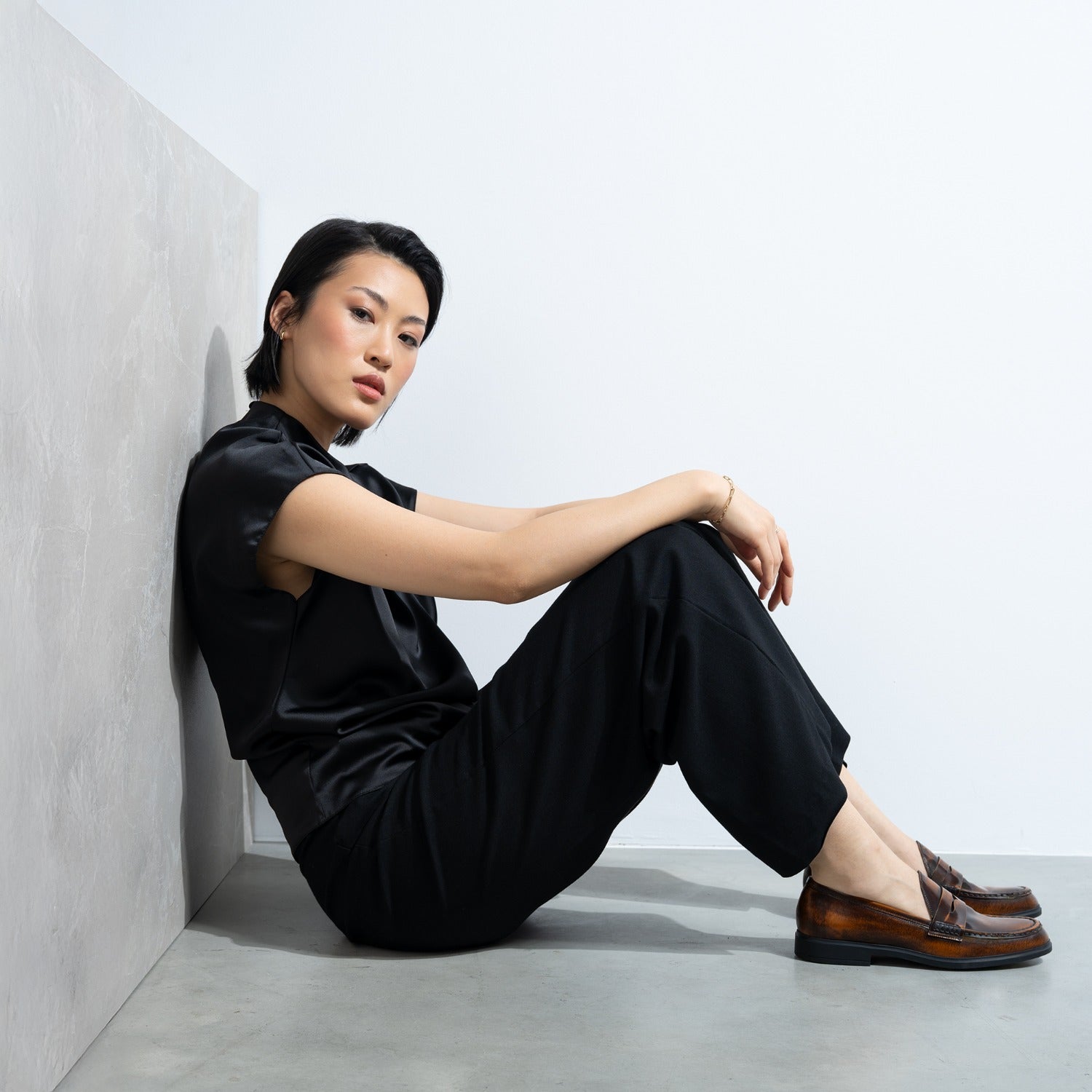 Isabel Bernard Vendôme Blandine cognac spazzolato leather loafers IB51015-636-35