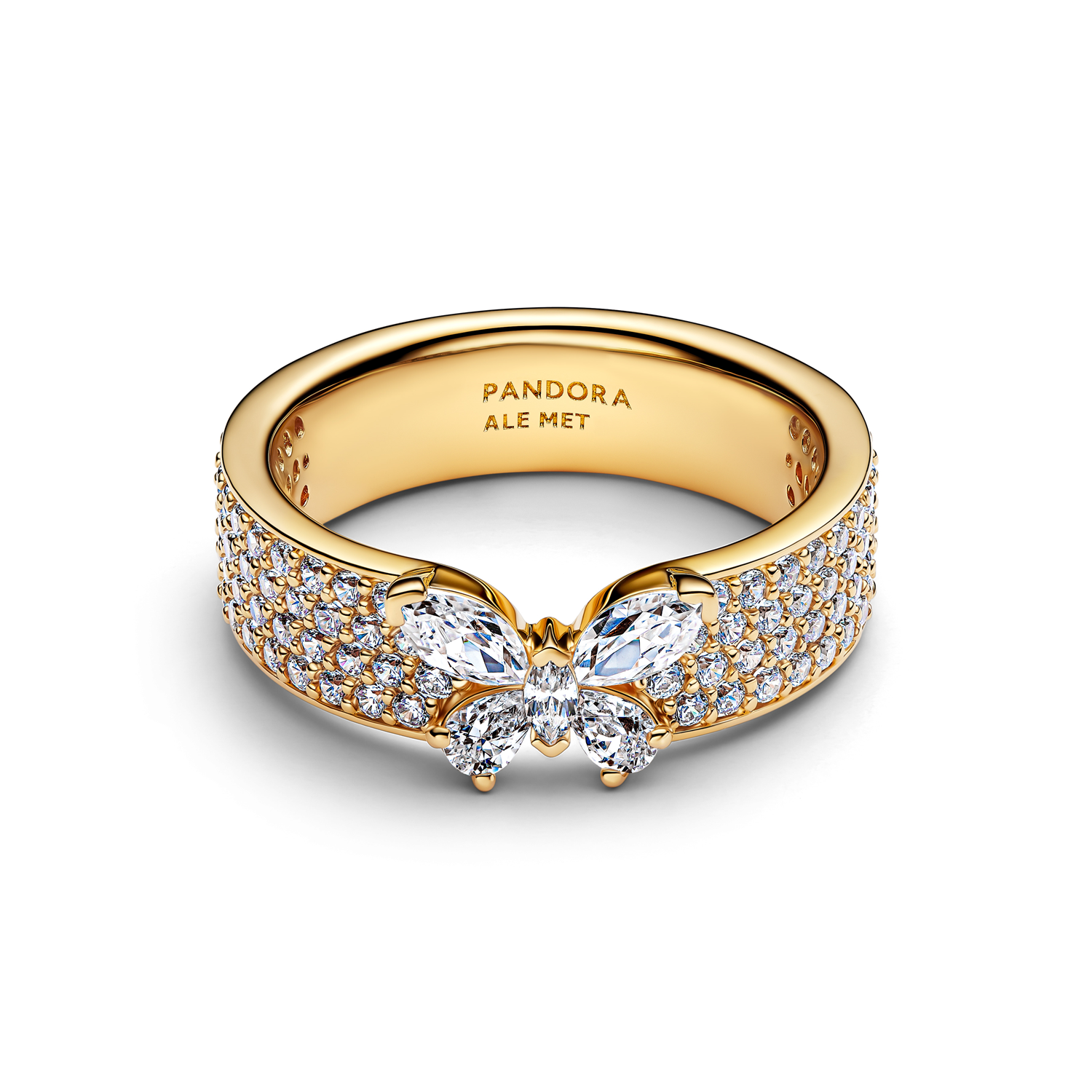 Pandora Timeless Gold Plated Sparkling Butterfly Bold Ring 164270C01-58