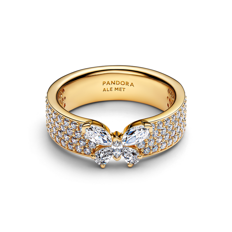 Pandora Timeless Gold Plated Sparkling Butterfly Bold Ring 164270C01-58-zoom-