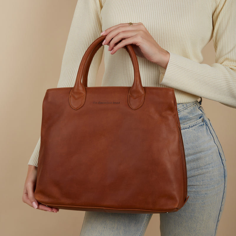 The Chesterfield Brand Passau Cognac Leather Handbag C48.129831-zoom-