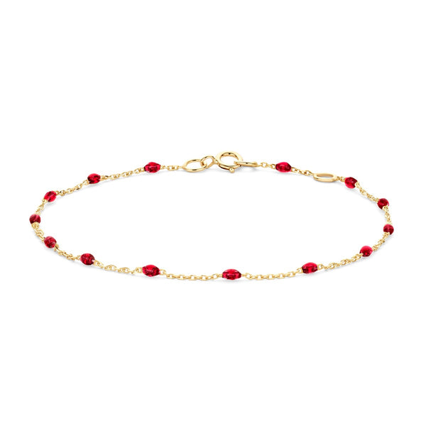 Armband met Rode Resin ⌀ 0.7 mm 14k goud