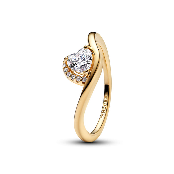 Pandora Wish and Wave Gold coloured Wave heart Ring 163660C01