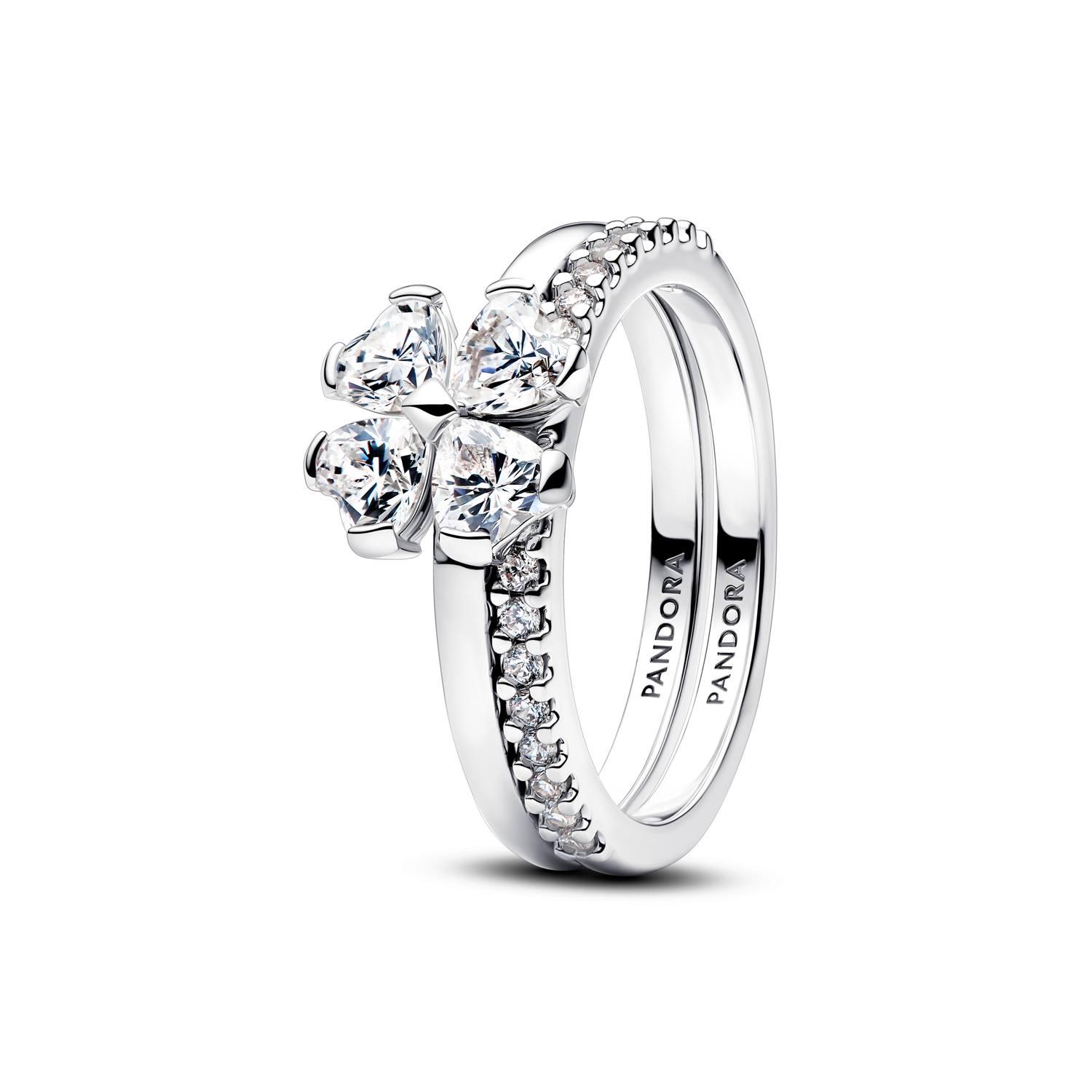 Pandora Timeless Sparkling Lucky Clover Splittable Ring 194507C01-50