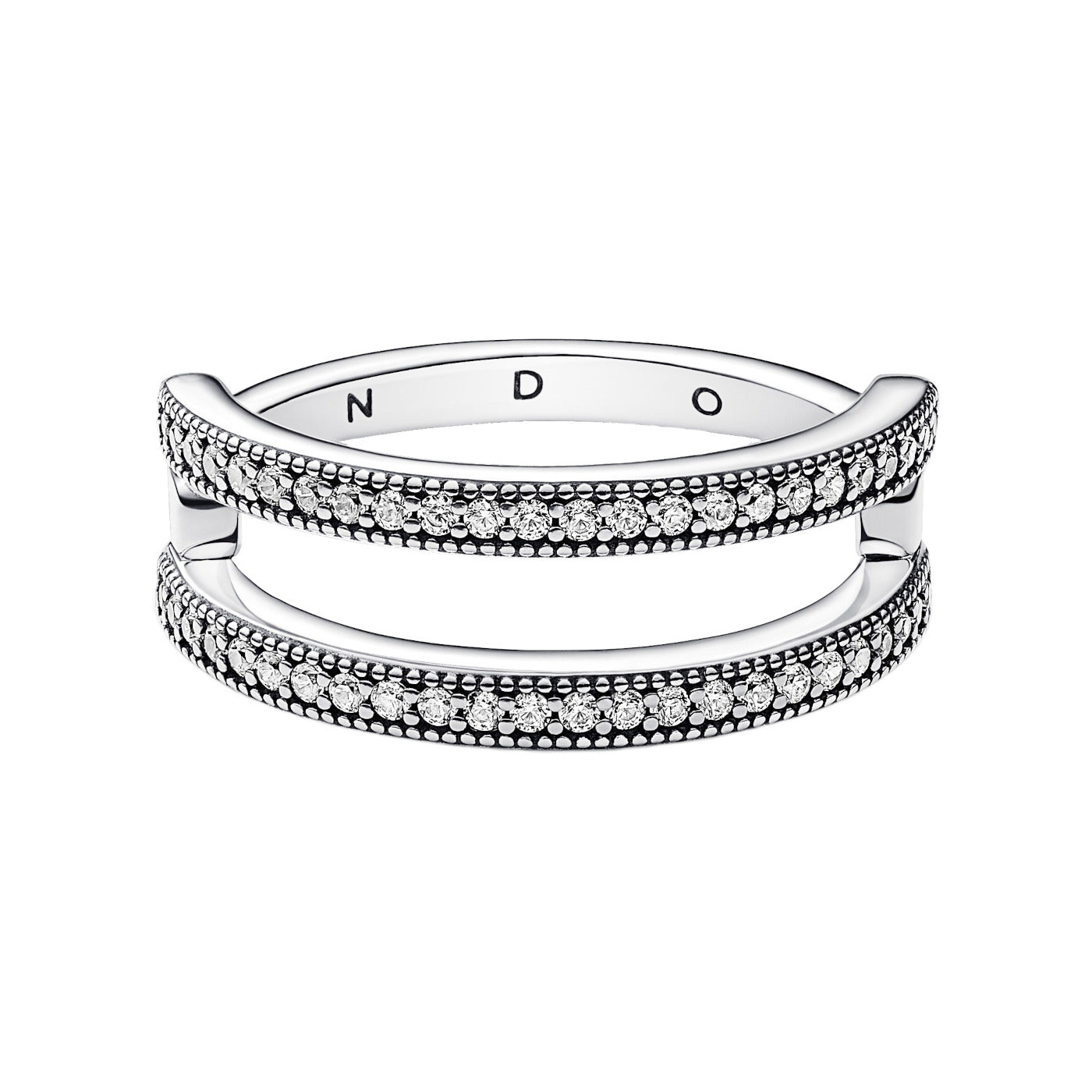 Pandora Signature 925 Sterling Silver Pavé Double strap Ring 192779C01-56