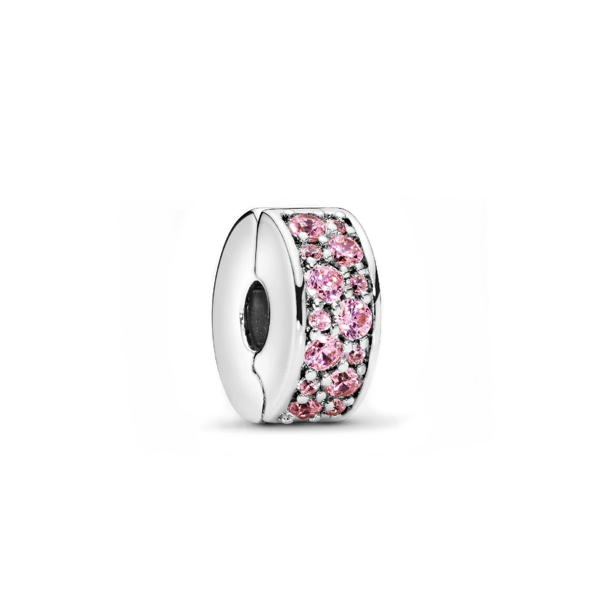 Pandora Colours 925 Sterling Silver Pink Pavé Clip Charm 791817PCZ