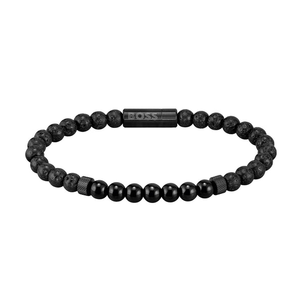 Hugo Boss HUGO Jewels Black Mixed Beads BraceletwithOnyx HBJ1580272 (Length: 19.00 cm)