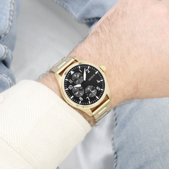 OOZOO Timepieces Gold and Black Men's Watch C11507