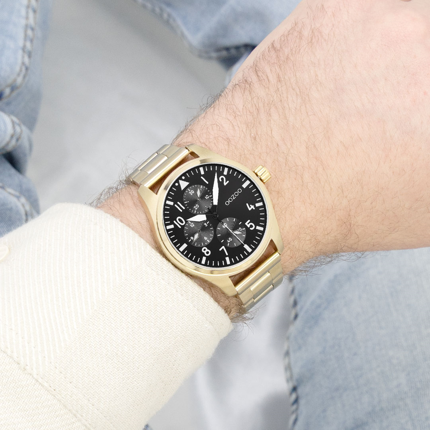 OOZOO Timepieces Gold and Black Men's Watch C11507