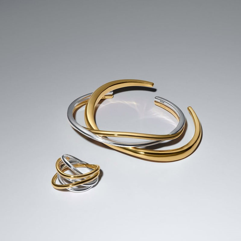 Pandora Essence Verguld Entwined Tweekleurige Open Bangle 564656C00-zoom-