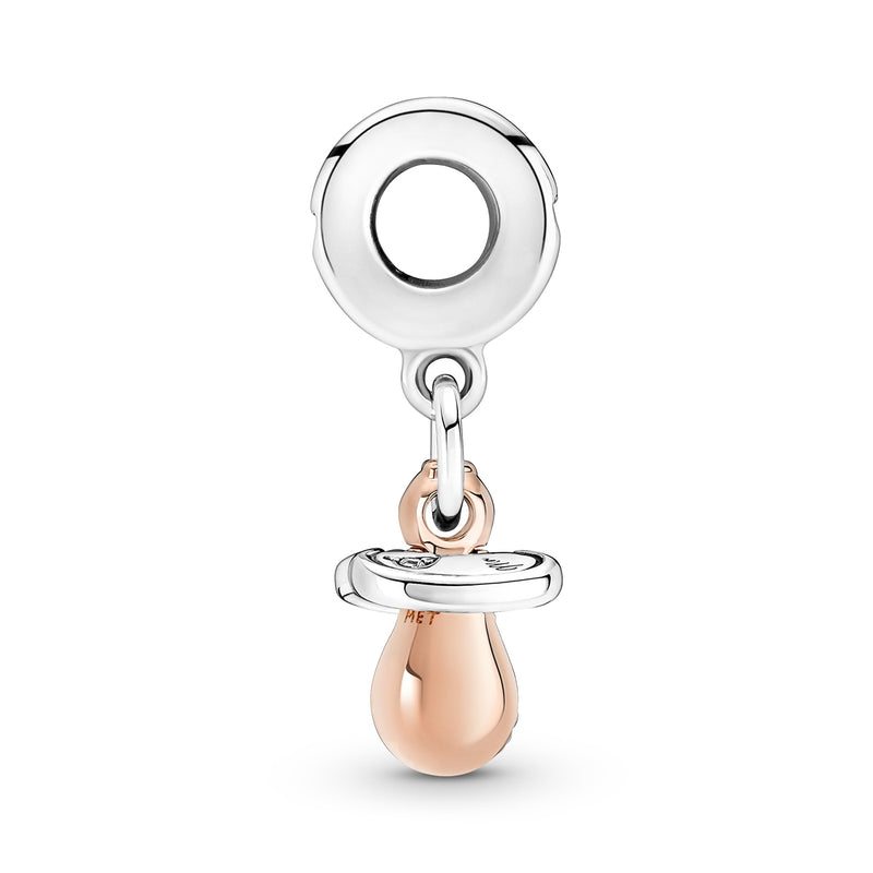 Pandora Moments 925 Sterling Silver Baby Pacifier Dangle Charm Rose Gold Plated 781490C01-zoom-