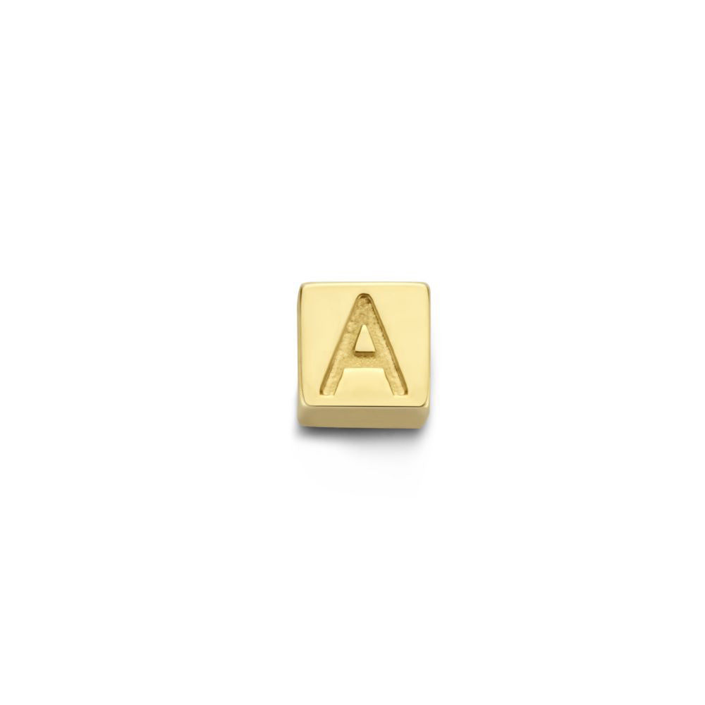 Isabel Bernard Le Carré Felie 14 Carat Golden Initial Charm cube IB340043