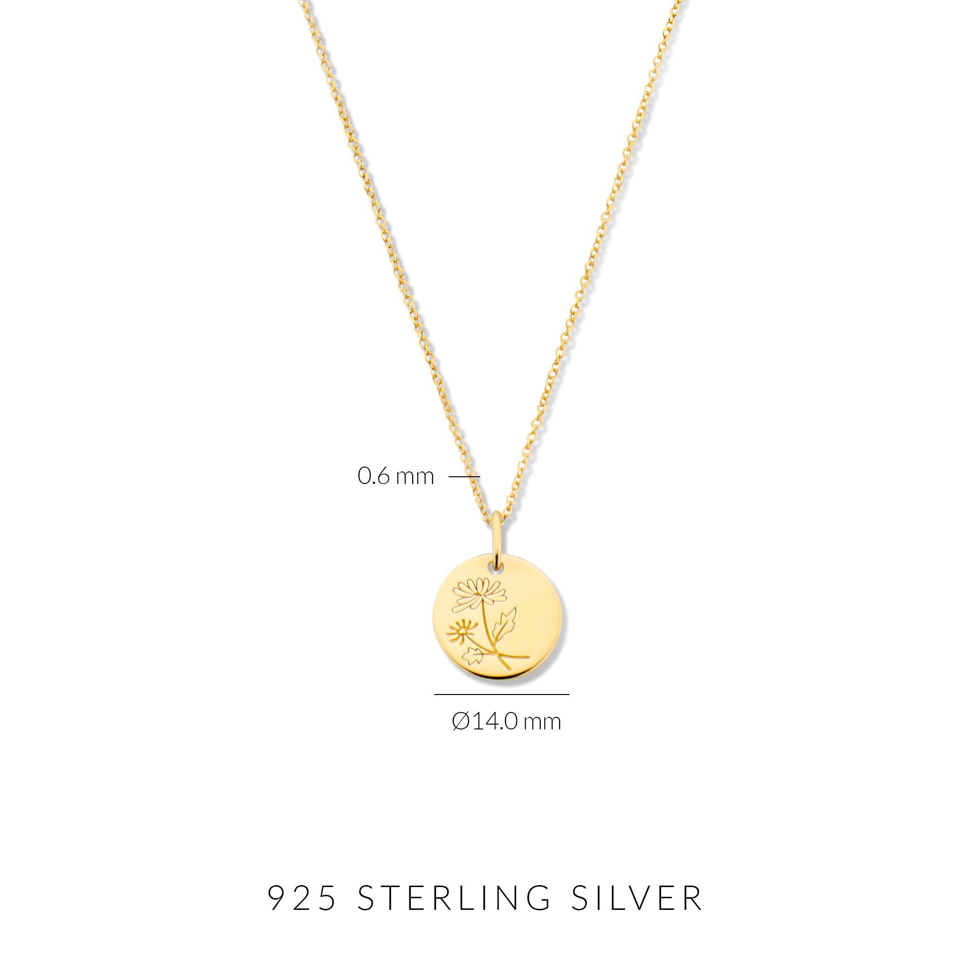 Violet Hamden Venus 925 Sterling Silver Gold-coloured Necklace with Birthflower VH340025-FEB