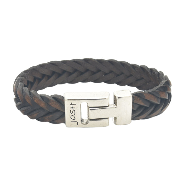 Josh Zwarte Leren Armband 24001-bra-S/MELBLACK/L