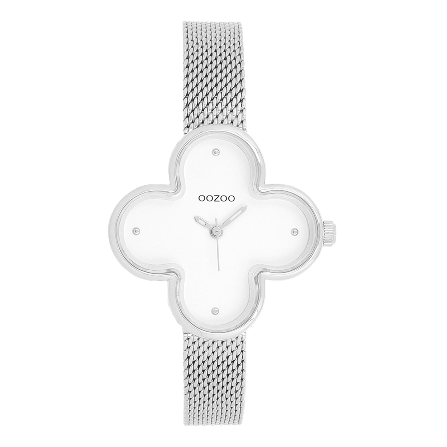 OOZOO Timepieces Silver and White Clover Women's Watch C11525