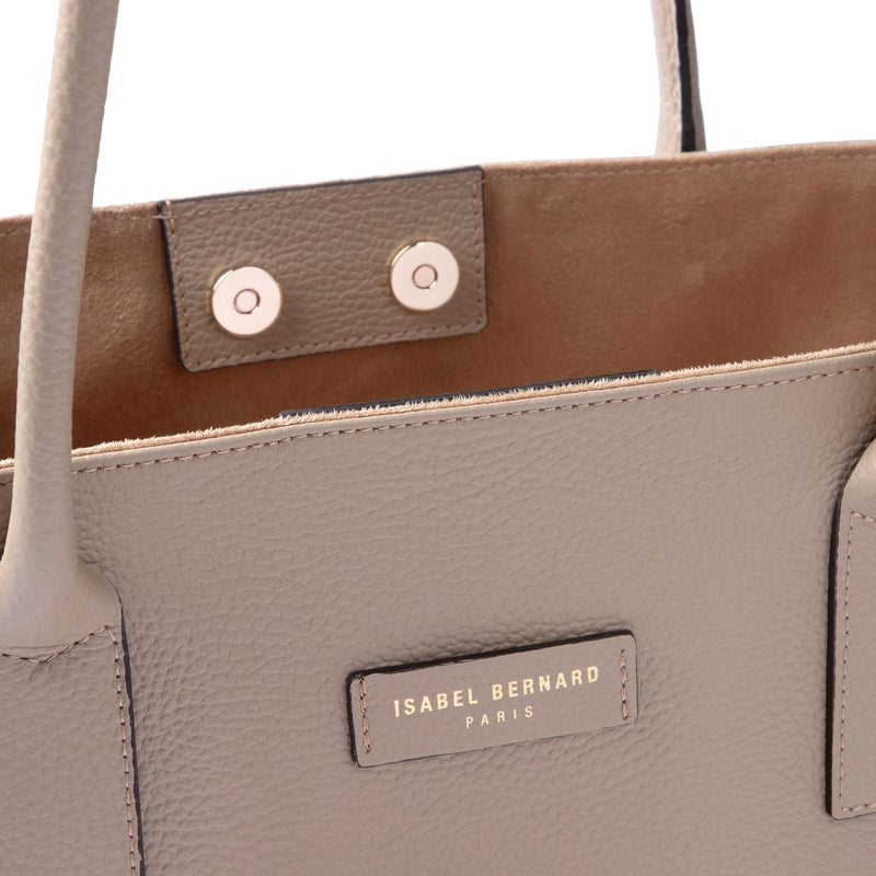Isabel Bernard Honoré Elin Taupe kalfslederen schoudertas IB25111-078-zoom-