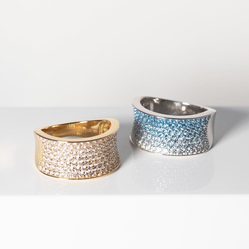 Sif Jakobs Felline Concavo 925 Sterling Zilveren Ring SJ-R2393-CZ-YG-58 Met 18 Karaat Gouden Plating-zoom-