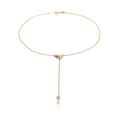 Elli 925 Sterling Silver Y Chain Necklace Gold plated with Topaz 2004-BF-0008126-001