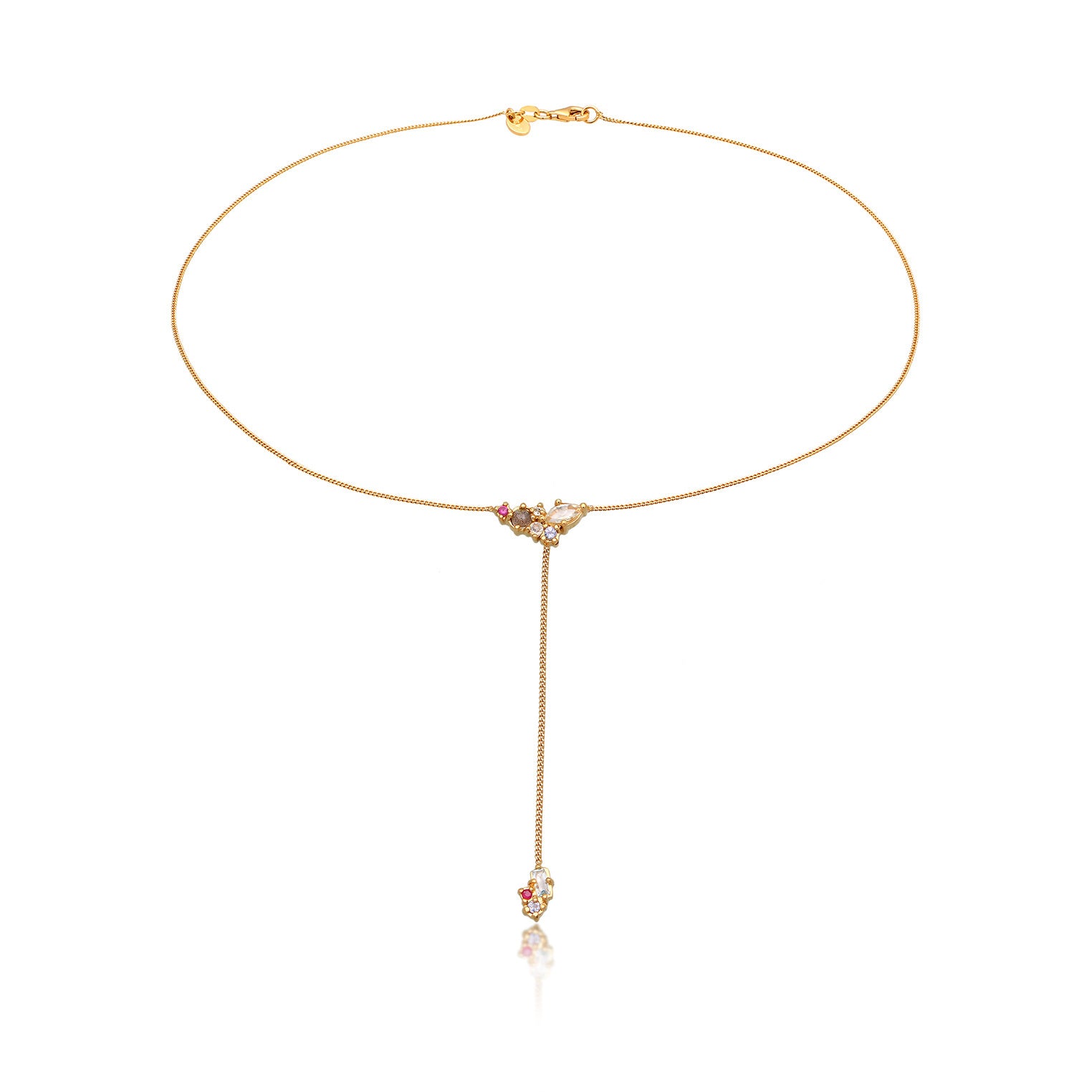 Elli 925 Sterling Silver Y Chain Necklace Gold plated with Topaz 2004-BF-0008126-001