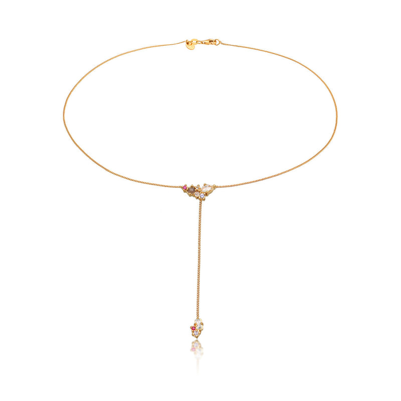 Elli 925 Sterling Silver Y Chain Necklace Gold plated with Topaz 2004-BF-0008126-001-zoom-