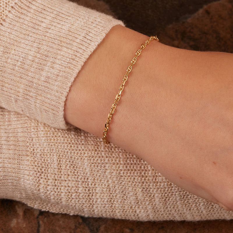 Karma 925 Sterling Silver Gold-coloured Chain Bracelet 94128GP (Length: 16.50 - 19.00 cm)-zoom-