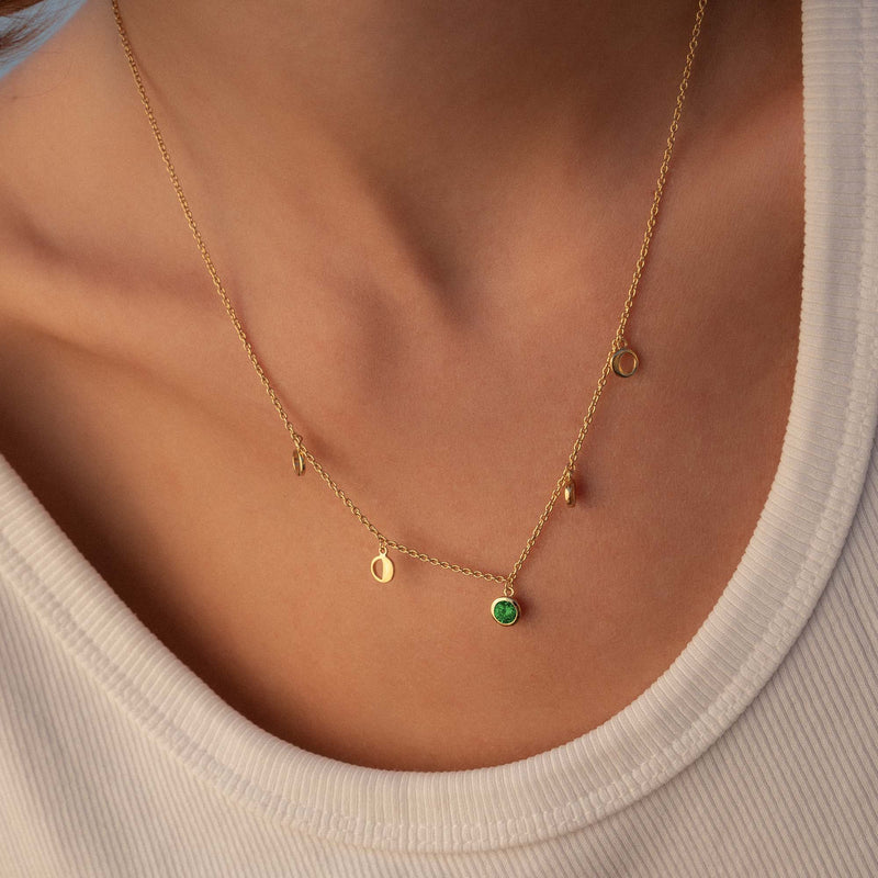 Violet Hamden Luna 925 Sterling Zilveren Gold Plated Ketting met Manen en Groene Zirkonia Steentje VH340042-zoom-