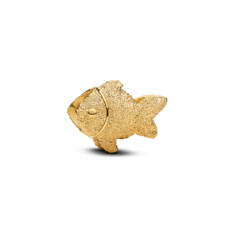Pandora Moments Gold Plated Textured Fish Mini Charm 764522C00-zoom-