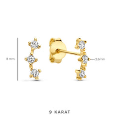 Beloro Jewels Monte Napoleone Mea 9 karat gold ear studs with zirconia BO360085