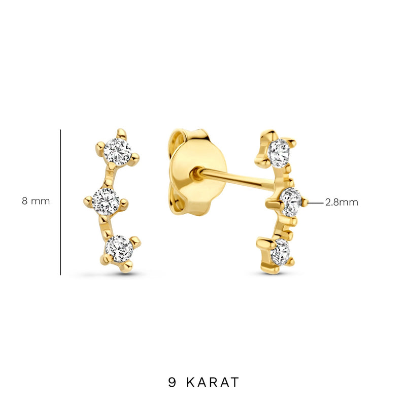 Beloro Jewels Monte Napoleone Mea 9 Karaat Oorknoppen met Zirkonia BO360085-zoom-