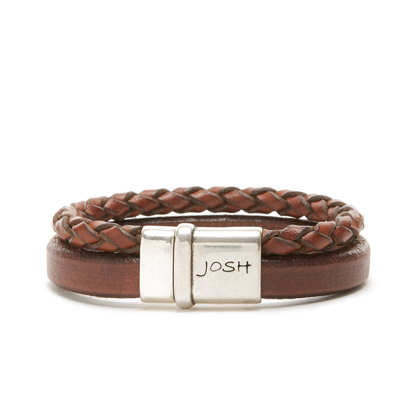 Josh Cognac Armband 09110-BRA-COGNAC-M (Lengte: 20.50 cm)