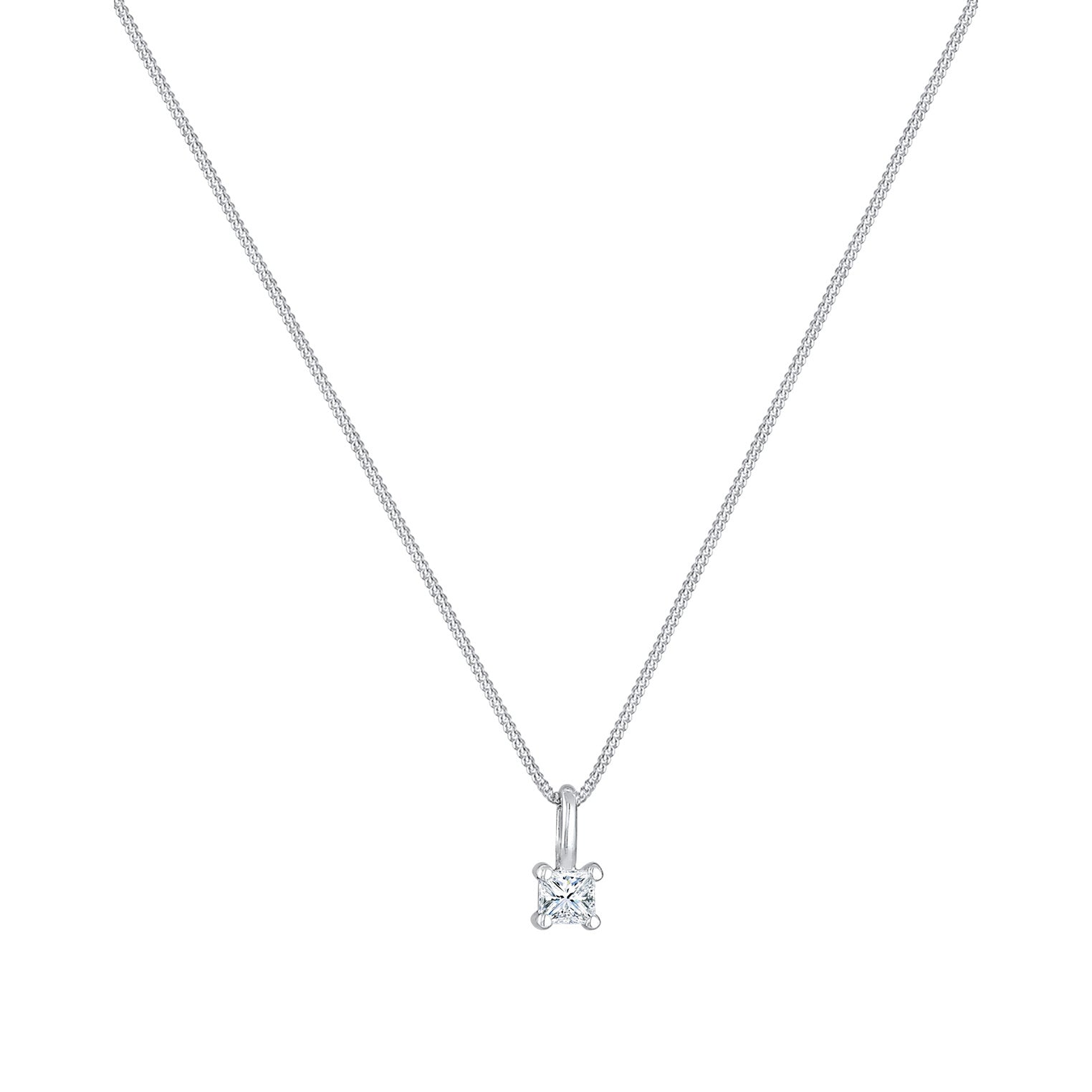 Elli 925 Sterling Silver Solitaire Necklace with Diamond (0.1 ct) 2004-BF-0007590-001