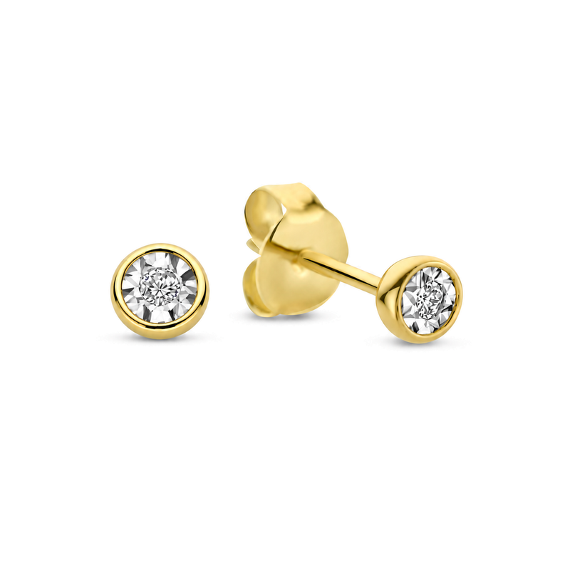 Isabel Bernard De La Paix Inaya 14 Karaat Gouden Oorknoppen | Diamant 0.04 ct | IBD360026-zoom-