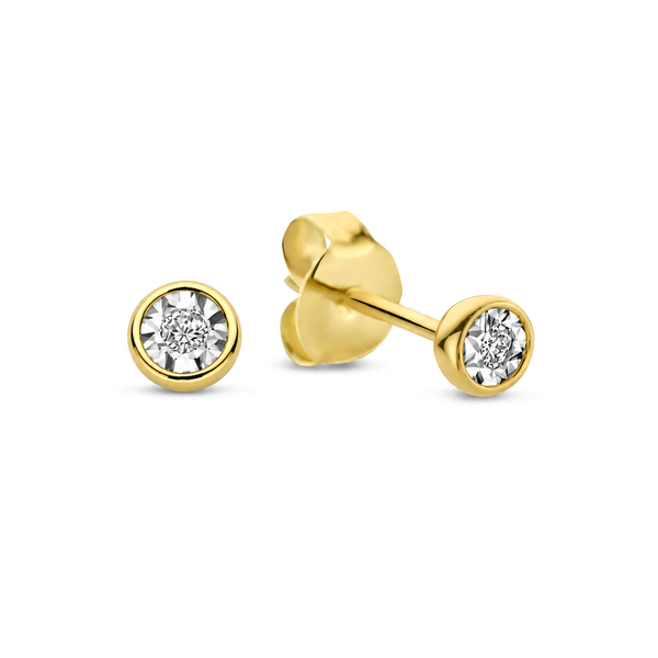 De la Paix Inaya 14 karaat gouden oorknoppen met diamant 0.04 karaat