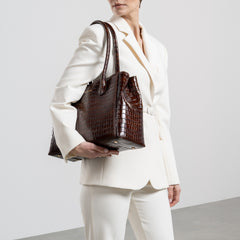Isabel Bernard Honoré Cloè Croco Brown Handbag IB25006