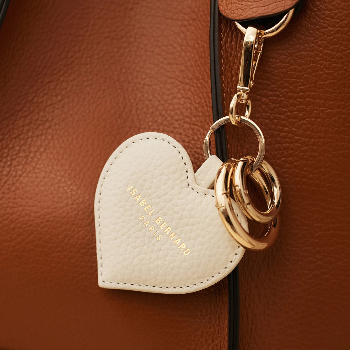Isabel Bernard Honoré Faye Crème Calfskin Hart Key Pendant IB66001-070