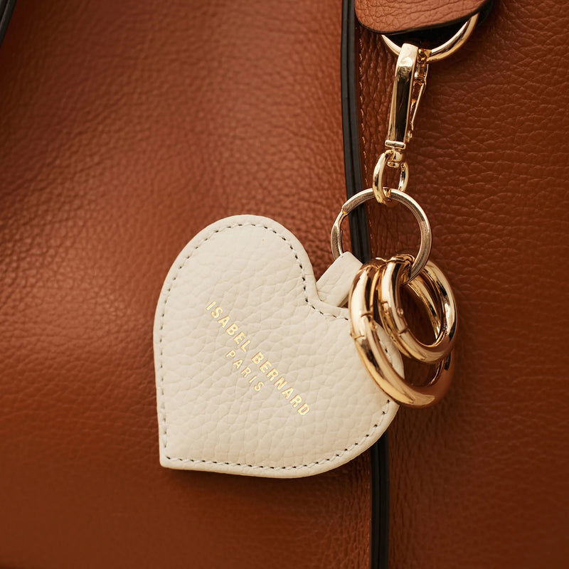 Isabel Bernard Honoré Faye Crème Kalfsleren Hart Sleutelhanger IB66001-070-zoom-