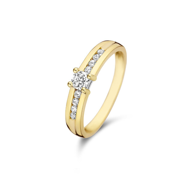 Le Marais Estee 14 karaat gouden ring met zirkonia steentjes