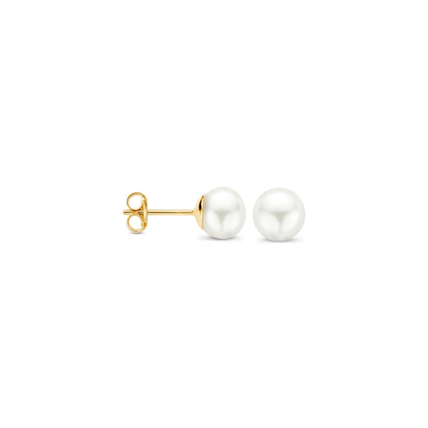Parel oorbellen knopjes ø 3.3 mm met 14k goud